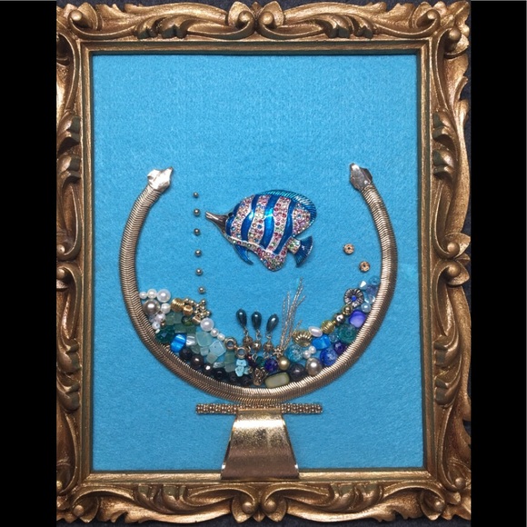 Other - FRAMED JEWELRY ART COLLAGE “KING OF THE TANK” OOAK